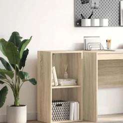 Sale vidaXL Bokhylla 2 hyllor sonoma-ek 40x30x76,5 cm konstruerat trä Sonoma ek