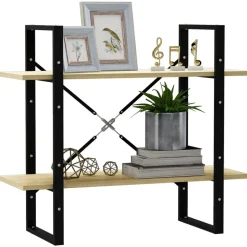 vidaXL Bokhylla 2 hyllor sonoma-ek 80x30x70 cm konstruerat trä