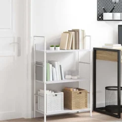 vidaXL Bokhylla 3 hyllor 60x27,6x90,5 cm konstruerat trä Vit