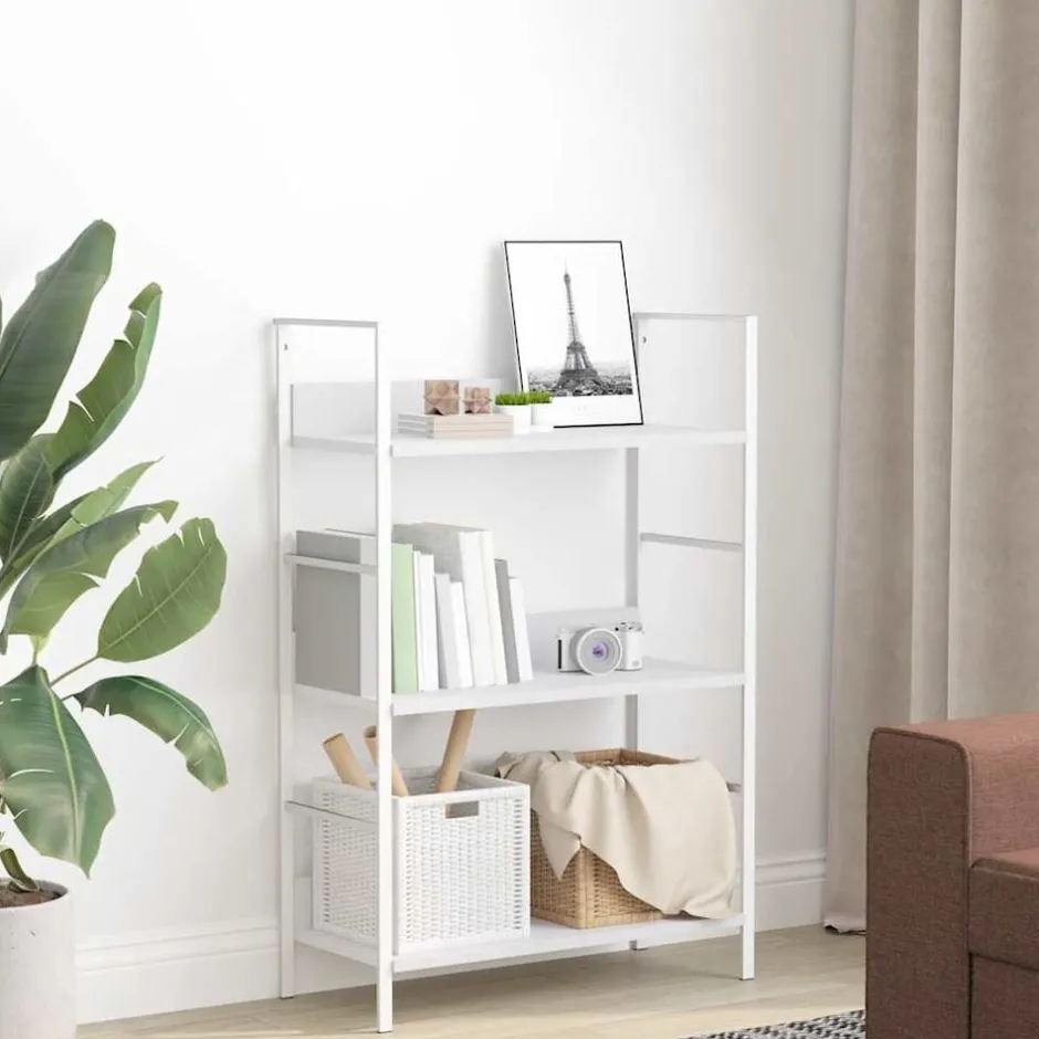 vidaXL Bokhylla 3 hyllor 60x27,6x90,5 cm konstruerat trä Vit