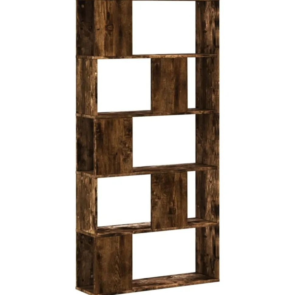 vidaXL Bokhylla 5 hyllplan rökig ek 80,5x23,5x162,5cm konstruerat trä