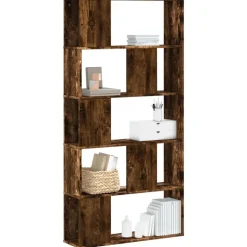 vidaXL Bokhylla 5 hyllplan rökig ek 80,5x23,5x162,5cm konstruerat trä