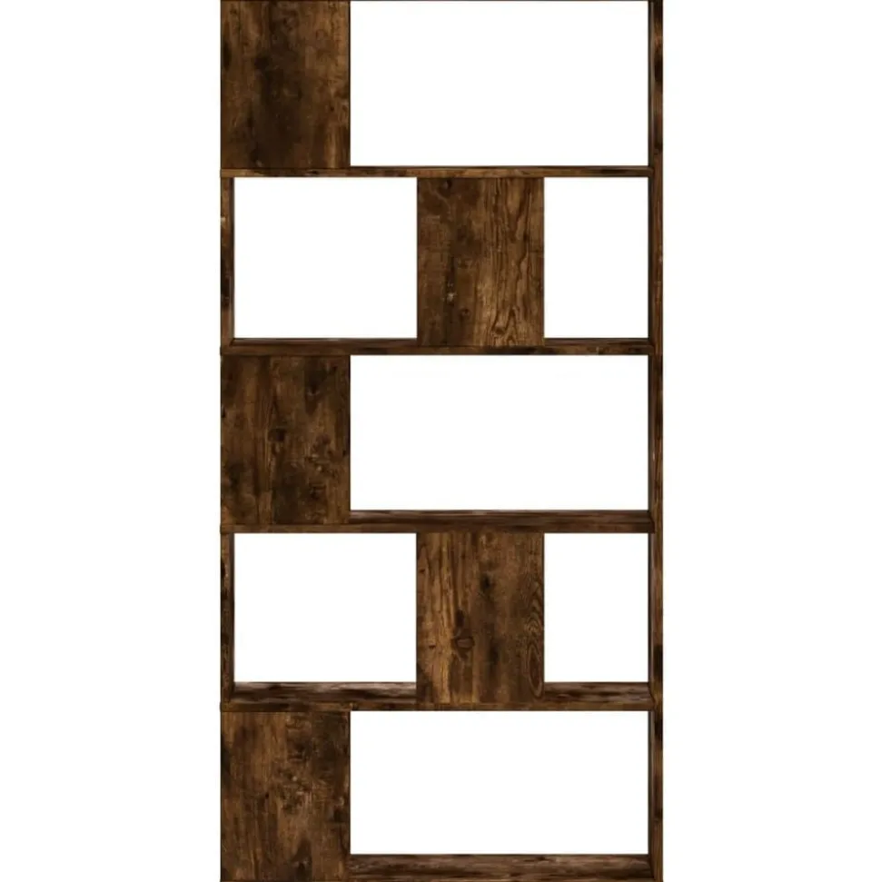 vidaXL Bokhylla 5 hyllplan rökig ek 80,5x23,5x162,5cm konstruerat trä