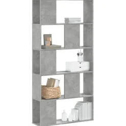 Best vidaXL Bokhylla 5 hyllplan 80,5x23,5x162,5cm konstruerat trä Betonggrå
