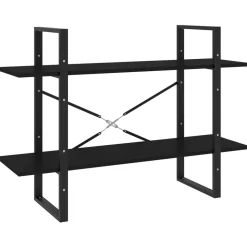 vidaXL Bokhylla 2 hyllplan svart 100x30x70 cm konstruerat trä