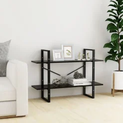 vidaXL Bokhylla 2 hyllplan svart 100x30x70 cm konstruerat trä