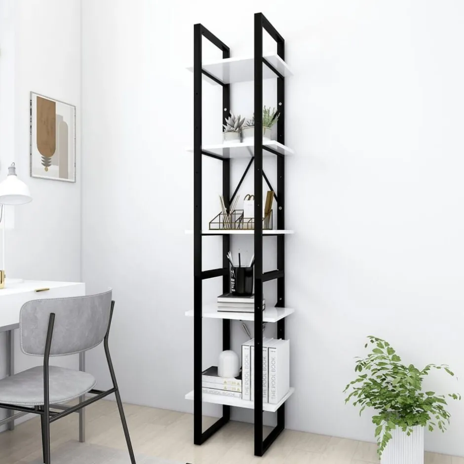 Outlet vidaXL Bokhylla 5 hyllplan 40x30x175 cm konstruerat trä Vit