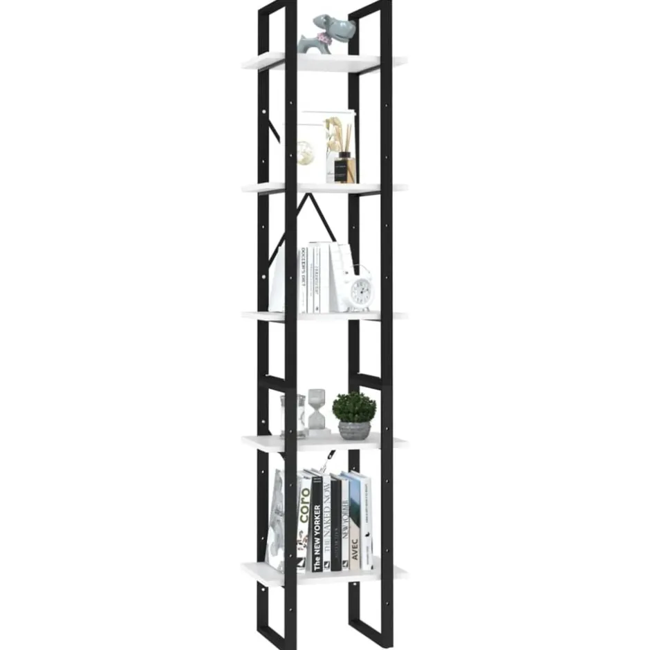 Outlet vidaXL Bokhylla 5 hyllplan 40x30x175 cm konstruerat trä Vit