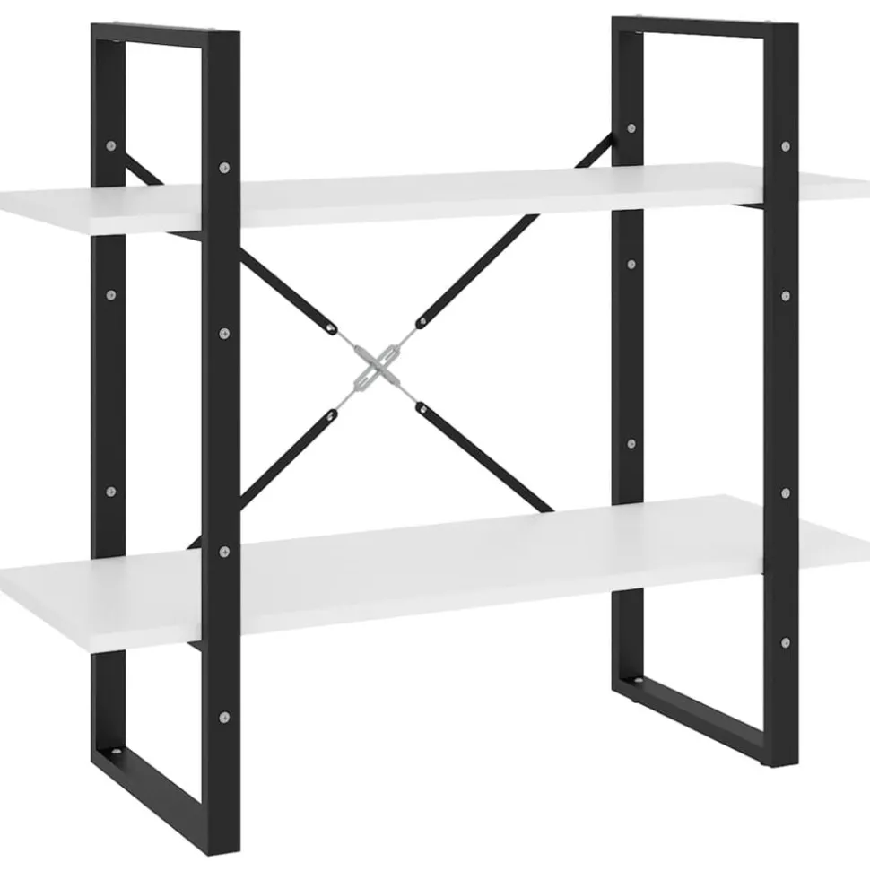 vidaXL Bokhylla 2 hyllplan vit 80x30x70 cm konstruerat trä