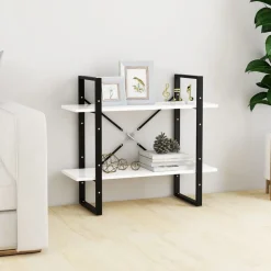 vidaXL Bokhylla 2 hyllplan vit 80x30x70 cm konstruerat trä