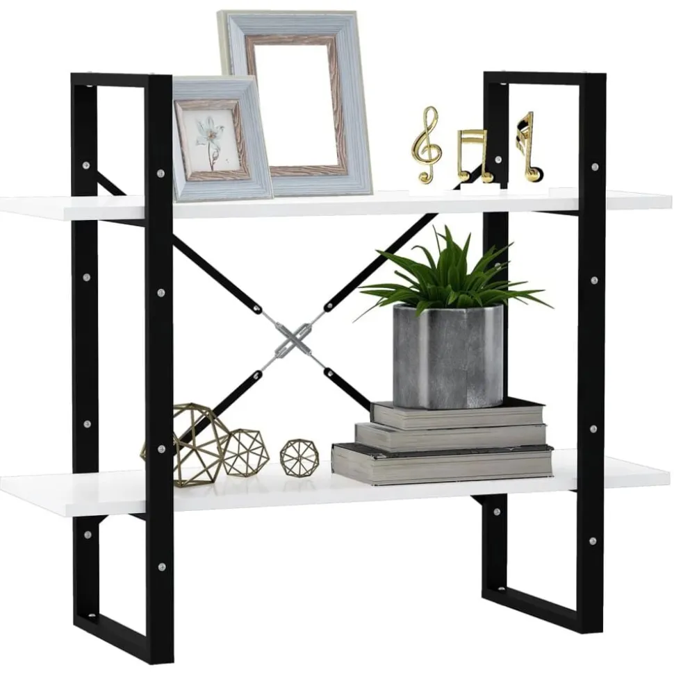 vidaXL Bokhylla 2 hyllplan vit 80x30x70 cm konstruerat trä