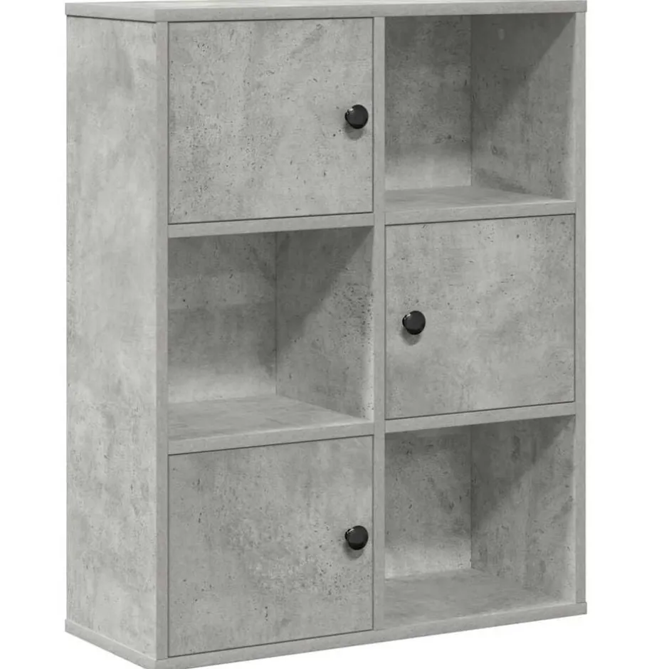 Best vidaXL Bokhylla 60x24x76,5 cm konstruerat trä Betonggrå