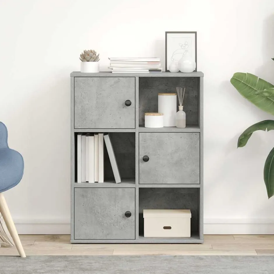 Best vidaXL Bokhylla 60x24x76,5 cm konstruerat trä Betonggrå