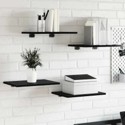 vidaXL Bokhylla Bräda 4 pcs Svart 40 x 30 x 1,5 cm Konstruerat trä