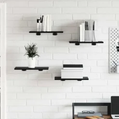 vidaXL Bokhylla Bräda 4 pcs Svart 40 x 30 x 1,5 cm Konstruerat trä