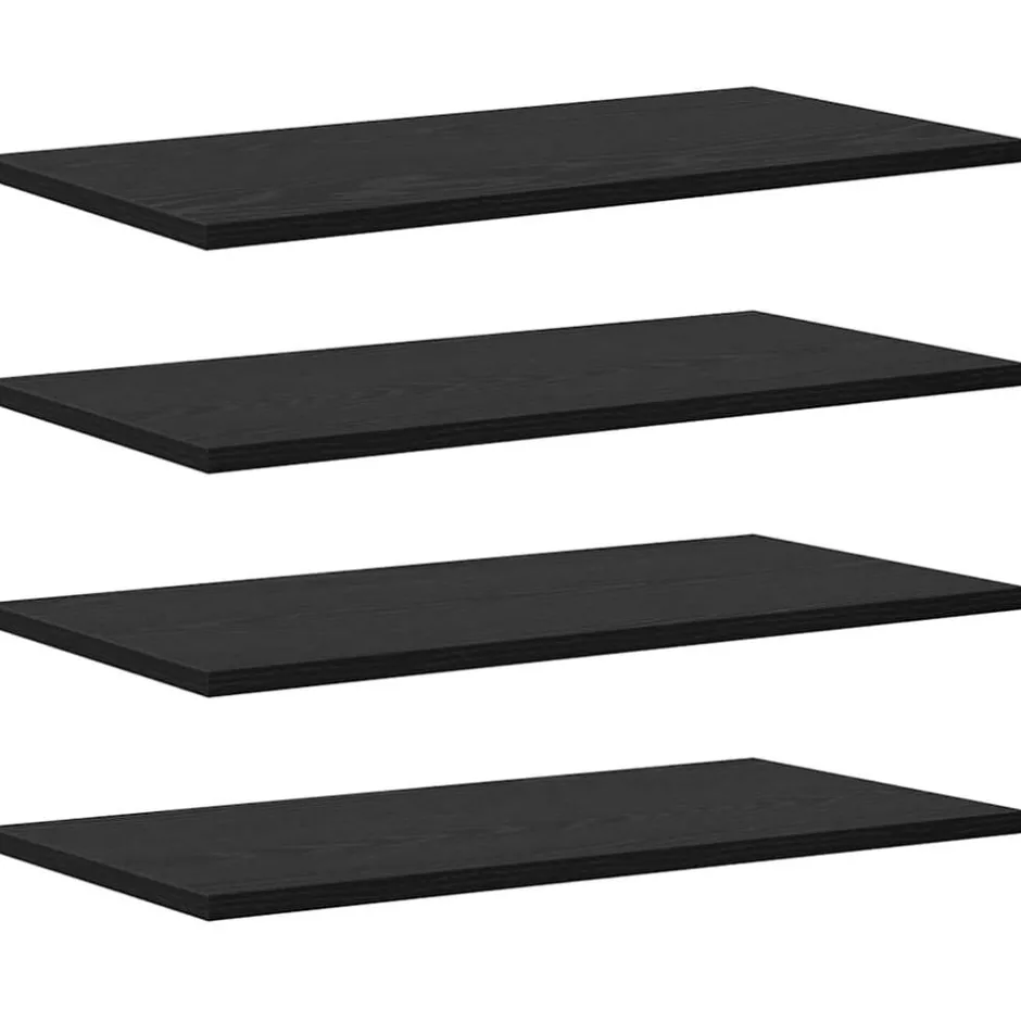 vidaXL Bokhylla Bräda 4 pcs Svart 60 x 30 x 1,5 cm Konstruerat trä Svart ek