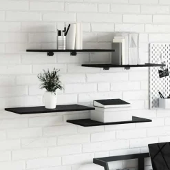 vidaXL Bokhylla Bräda 4 pcs Svart 60 x 30 x 1,5 cm Konstruerat trä Svart ek