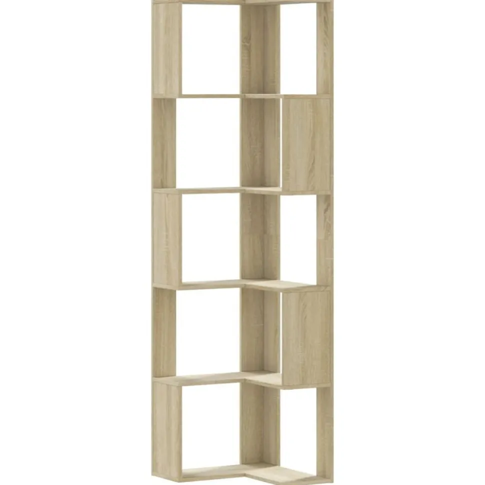 vidaXL Bokhylla hörn 5 hyllplan sonoma-ek 50x50x179 cm konstruerat trä