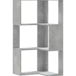 vidaXL Bokhylla hörn 3 hyllplan betonggrå 50x50x102 cm konstruerat trä