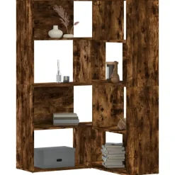 Discount vidaXL Bokhylla hörn 4 hyllplan 85x85x140 cm Rökfärgad ek