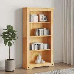 vidaXL Bokhylla i mexikansk Coronastil med 4 hyllor furu 80x29x150 cm