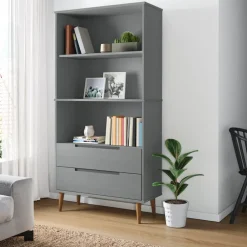 Discount vidaXL Bokhylla MOLDE 85x35x170,5 cm massiv furu Grå