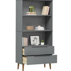 Discount vidaXL Bokhylla MOLDE 85x35x170,5 cm massiv furu Grå
