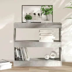 vidaXL Bokhylla Rumsavdelare betonggrå 80x30x72 cm