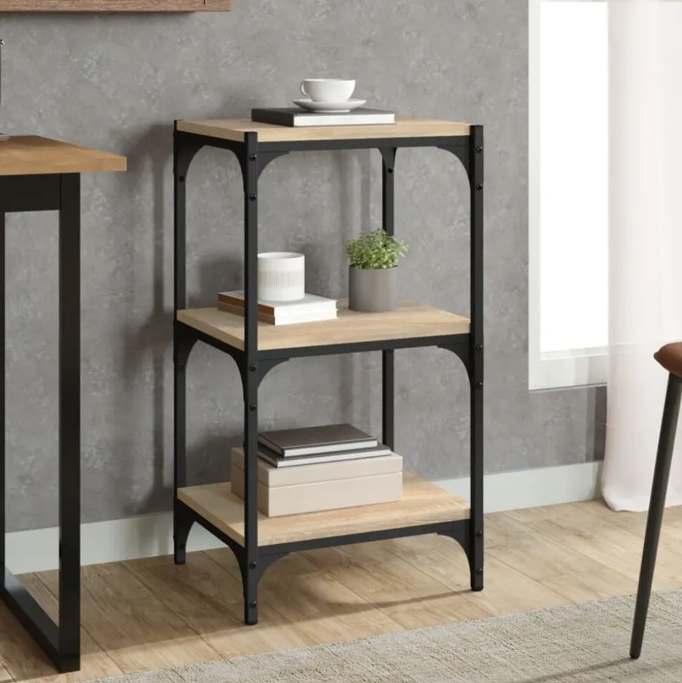 vidaXL Bokhylla sonoma-ek 40x33x70,5 cm konstruerat trä och stål