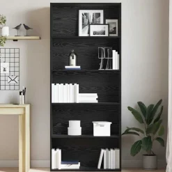 vidaXL Bokhylla svart ek 80x30x189 cm konstruerat trä