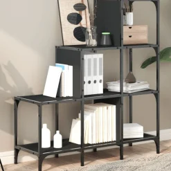 Outlet vidaXL Bokhylla 92x30x102 cm konstruerat trä och metall Svart