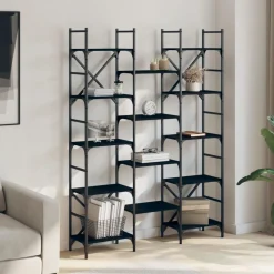 vidaXL Bokhylla svart 127,5x28,5x172,5 cm konstruerat trä