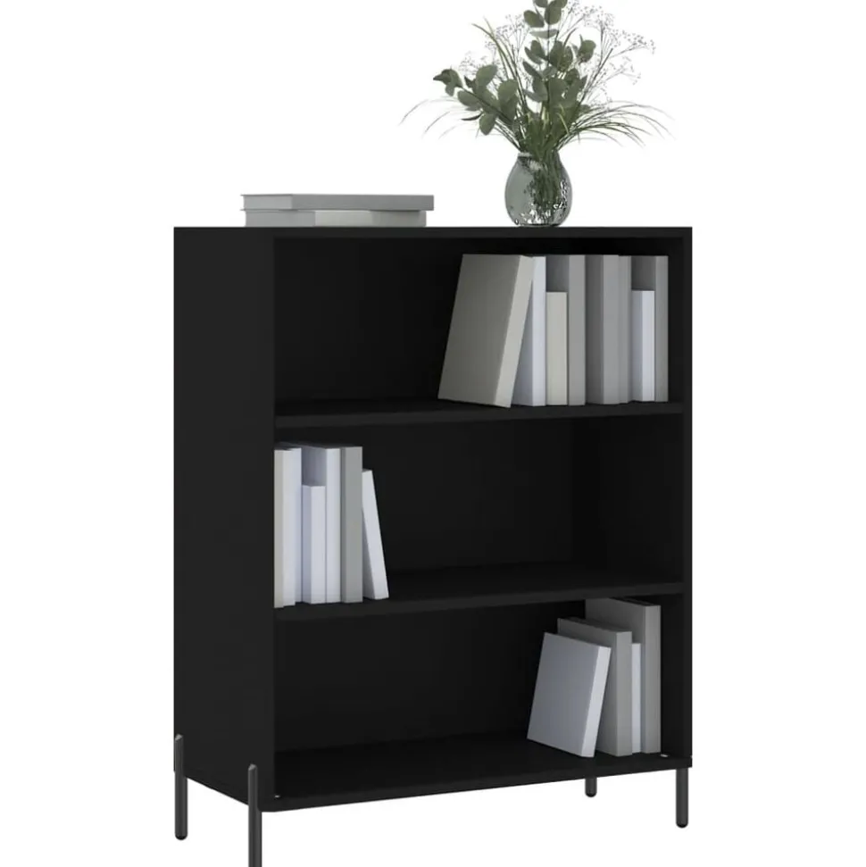 vidaXL Bokhylla svart 69,5x32,5x90 cm konstruerat trä