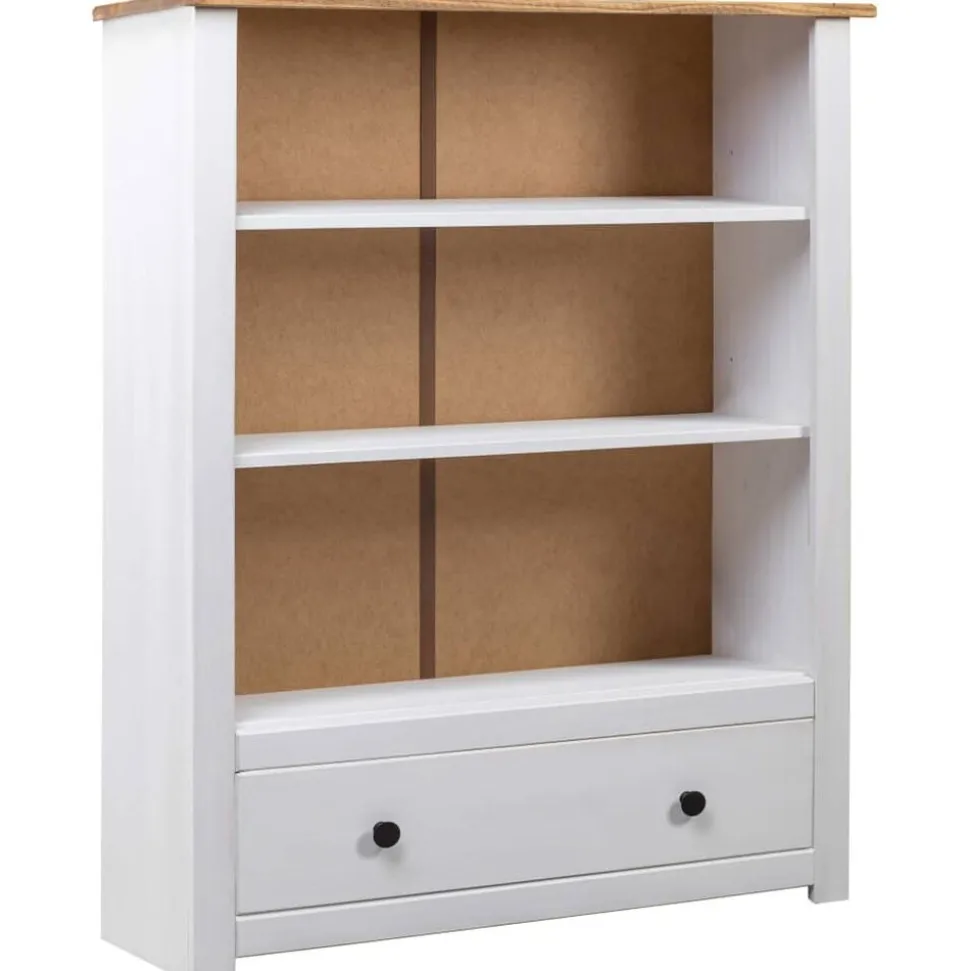 vidaXL Bokhylla vit 80x35x110 cm massiv furu panama