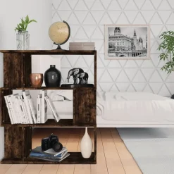 vidaXL Bokhylla/rumsavdelare rökfärgad ek 80x24x96cm konstruerat trä