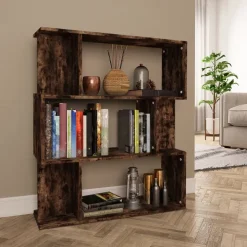 vidaXL Bokhylla/rumsavdelare rökfärgad ek 80x24x96cm konstruerat trä