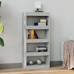 vidaXL Bokhylla/Rumsavdelare betonggrå 60x30x135 cm konstruerat trä