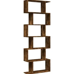 vidaXL Bokhylla/Rumsavdelare 6 hyllplan 70x24x193 cm konstruerat trä Rökfärgad ek