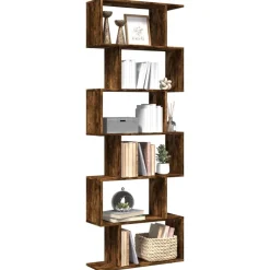vidaXL Bokhylla/Rumsavdelare 6 hyllplan 70x24x193 cm konstruerat trä Rökfärgad ek