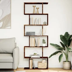 vidaXL Bokhylla/Rumsavdelare 6 hyllplan 70x24x193 cm konstruerat trä Rökfärgad ek