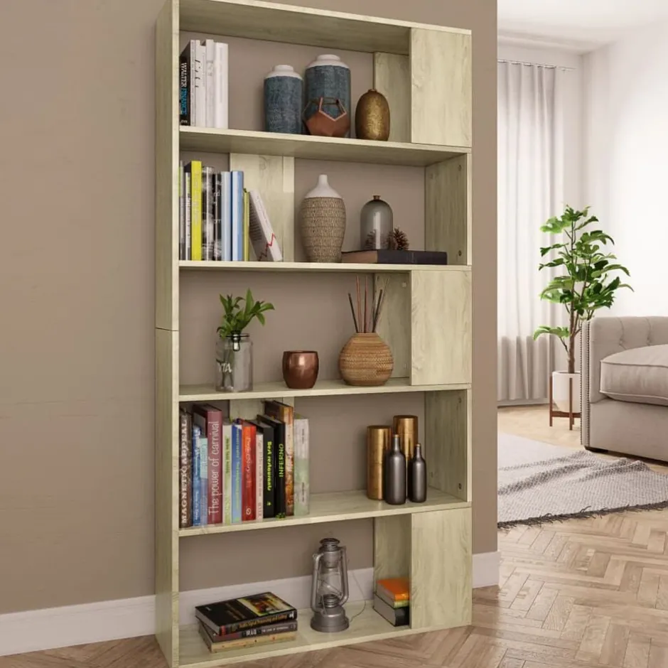 vidaXL Bokhylla/Rumsavdelare sonoma-ek 80x24x159 cm konstruerat trä Sonoma ek