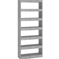Outlet vidaXL Bokhylla/Rumsavdelare 80x30x198 cm konstruerat trä Betonggrå