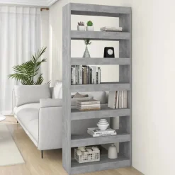 Outlet vidaXL Bokhylla/Rumsavdelare 80x30x198 cm konstruerat trä Betonggrå