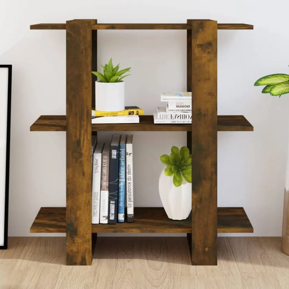vidaXL Bokhylla/Rumsavdelare rökfärgad ek 80x30x87 cm
