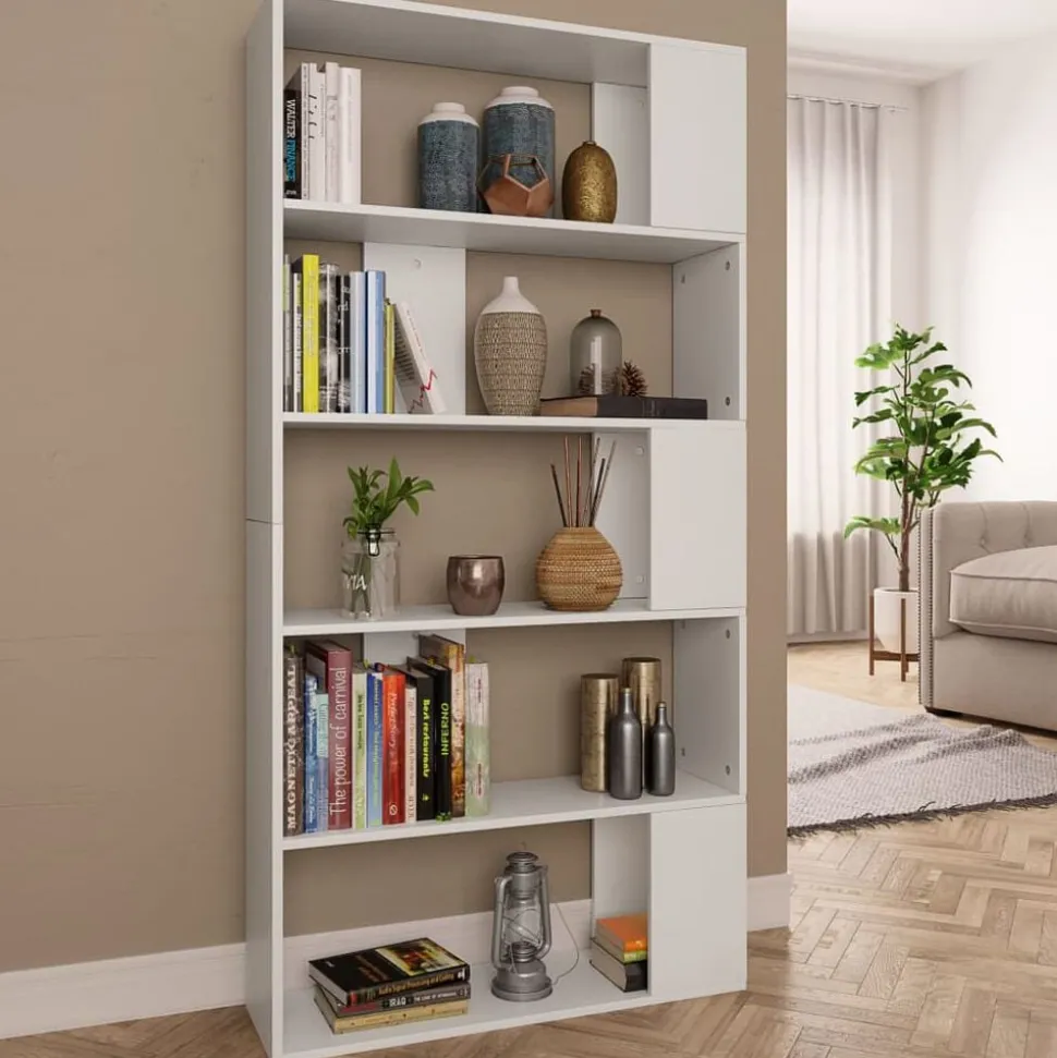 vidaXL Bokhylla/Rumsavdelare vit 80x24x159 cm konstruerat trä