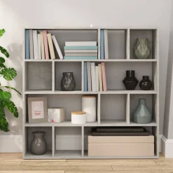 vidaXL Bokhylla/rumsavdelare betonggrå 105x24x102 cm