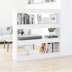 New vidaXL Bokhylla/rumsavdelare 100x30x103 cm Vit