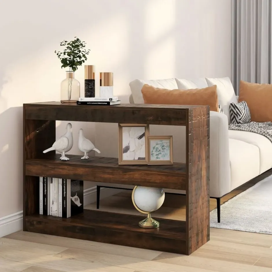 New vidaXL Bokhylla/rumsavdelare 100x30x72 cm Rökfärgad ek