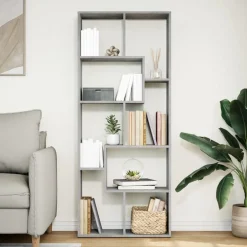 vidaXL Bokhylla/Rumsavdelare 67x25x161,5 cm konstruerat trä Betonggrå