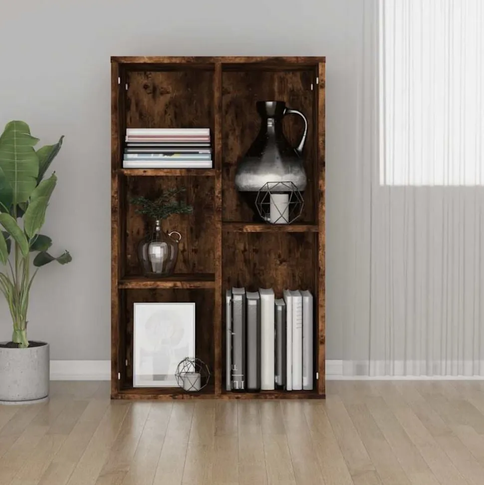 vidaXL Bokhylla/skänk rökfärgad ek 50x25x80 cm konstruerat trä